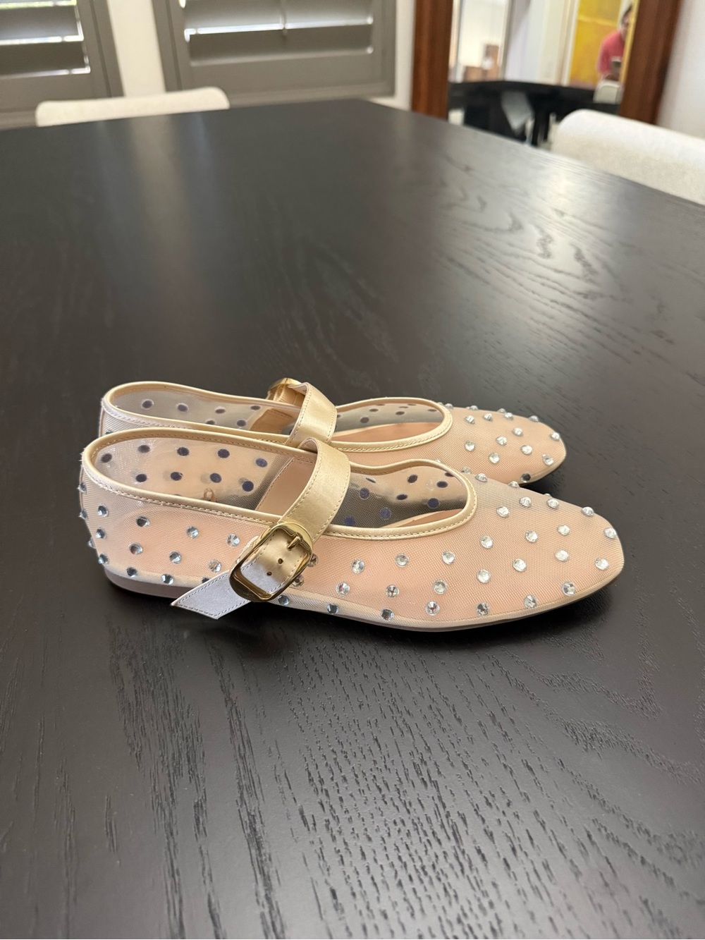 Studded Sheer Mary Jane Flats in Nude - Picture 6 of 8